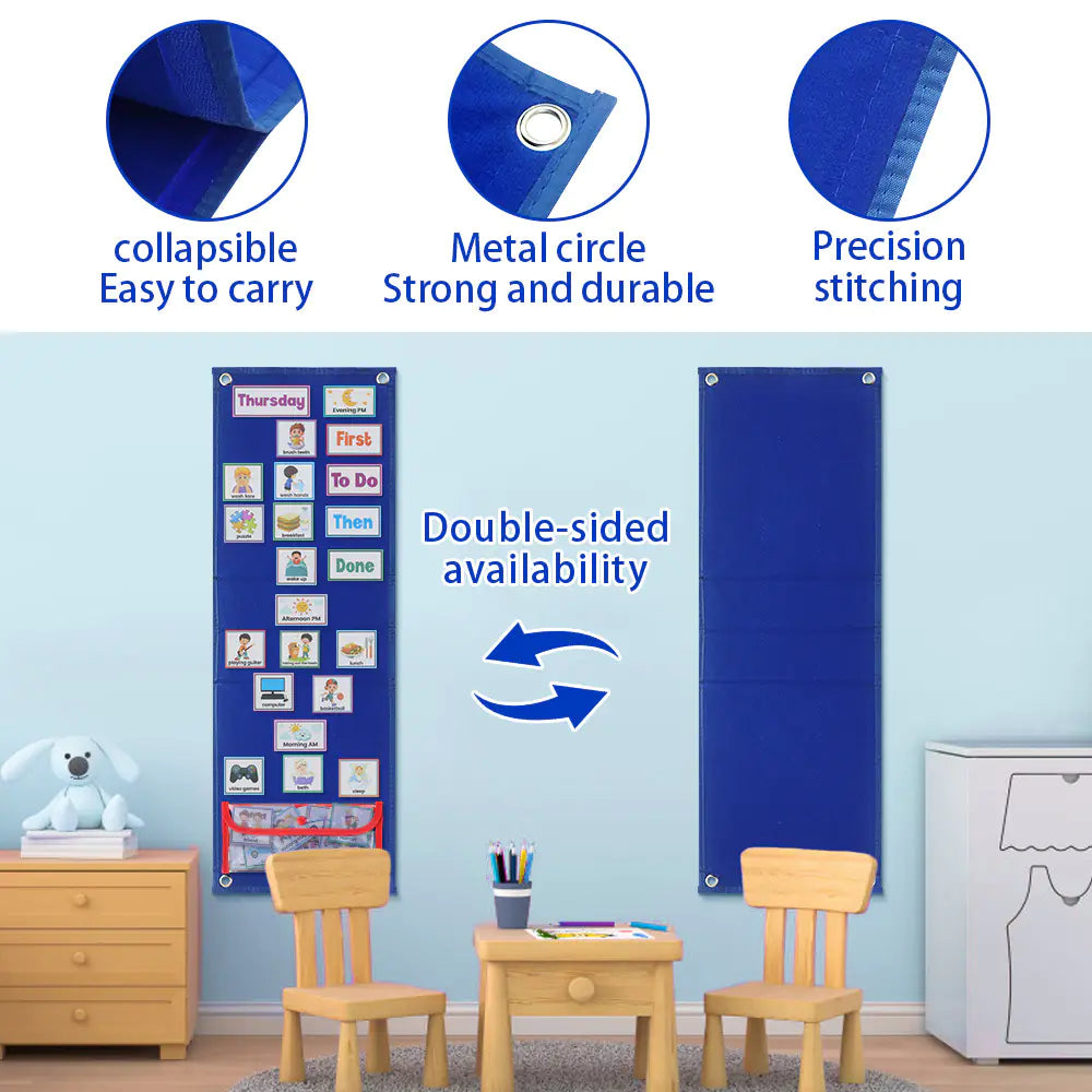 Foldable Double-Sided Kids Visual Schedule for Daily Use