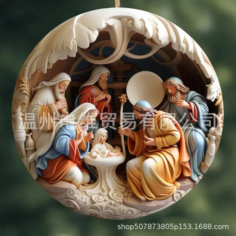 3D Acrylic Nativity Christmas Ornament for Home Decor