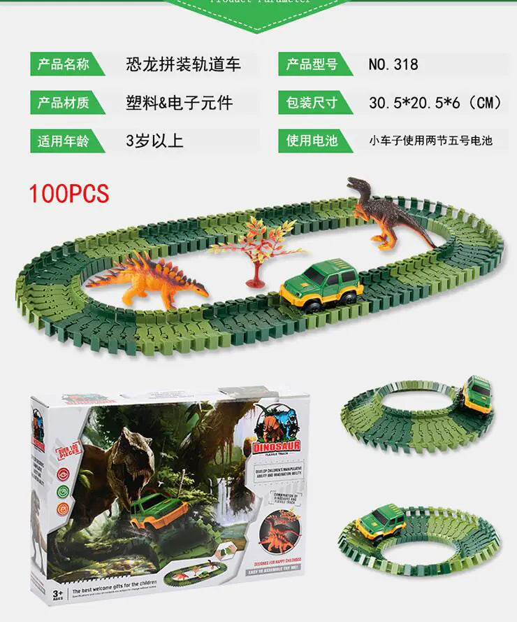 Dinosaur Electric Track Car Toy - DIY 3D Puzzle Set