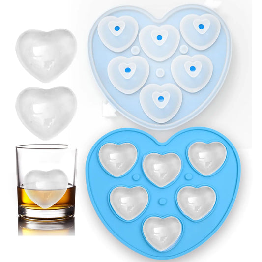 Heart-Shaped Ice Cube Trays - 6 Holes Silicone Heart Ice Cube Tray Love Heart Shape Ice Cube Mold for Chilling Whiskey Cocktails Drinks Beverages Iced Tea & Coffee Dishwasher Safe (blue)