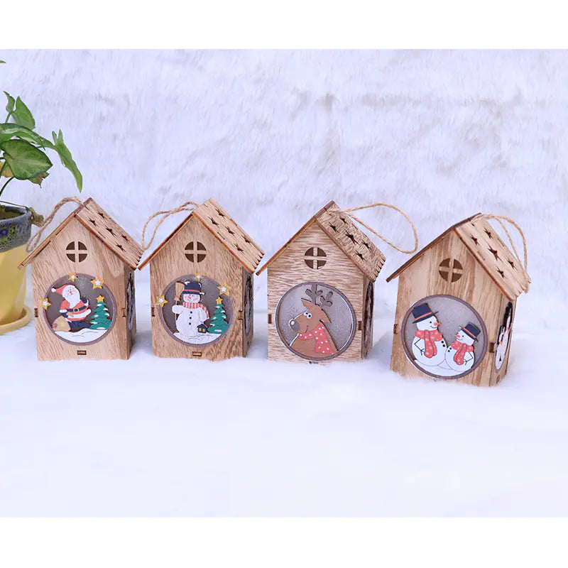 LED Mini Wooden House Night Light