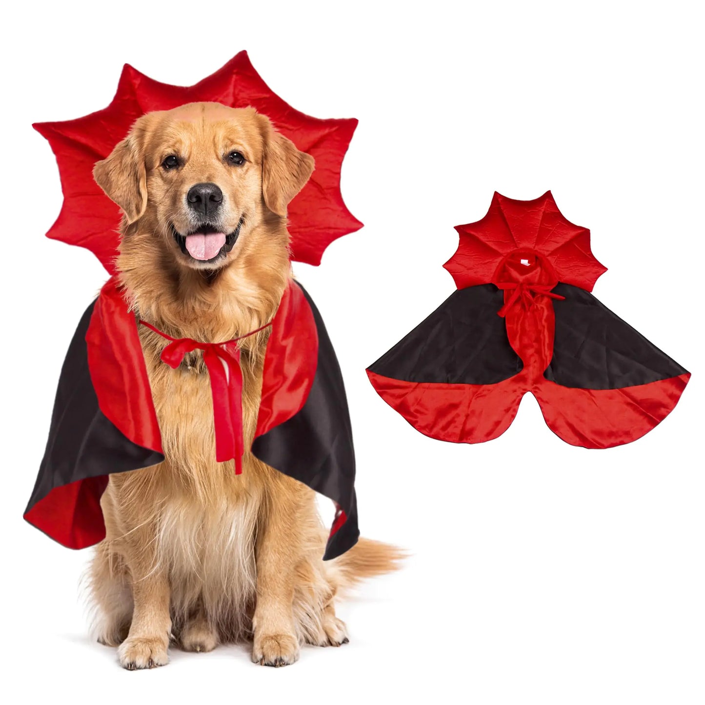 ADOGGYGO Halloween Dog Costume Dog Vampire Devil Costume Dog Halloween Cloak Cape Red Black Halloween Vampire Costumes for Small Medium Large Dogs (Black&Red Large)