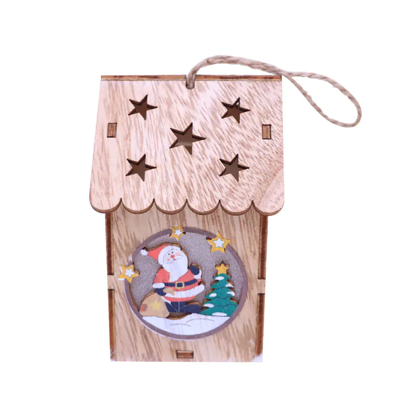 LED Mini Wooden House Night Light