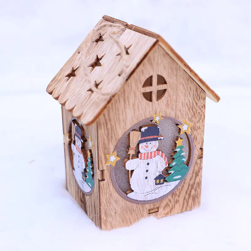 LED Mini Wooden House Night Light