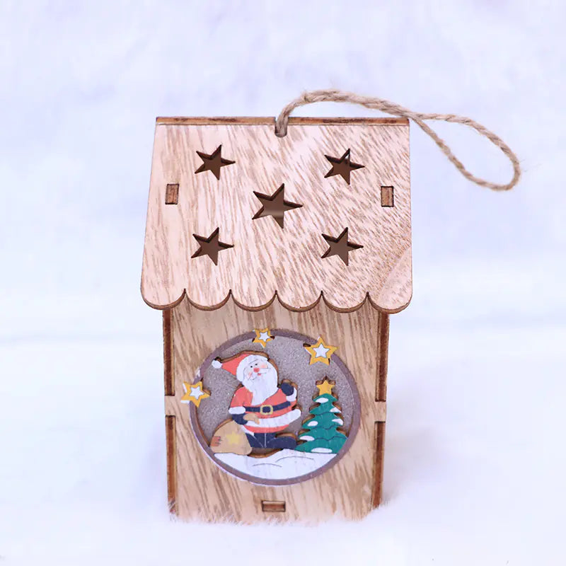 LED Mini Wooden House Night Light