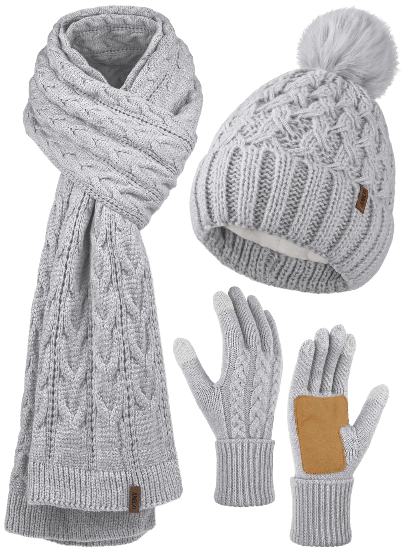 Aneco Women Winter Beanie Hat Scarf Gloves