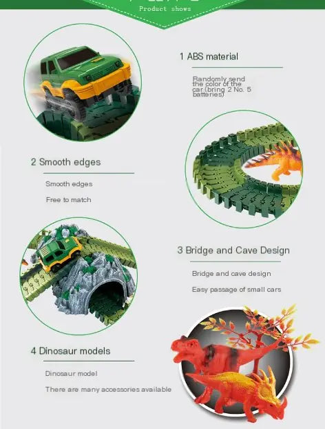 Dinosaur Electric Track Car Toy - DIY 3D Puzzle Set
