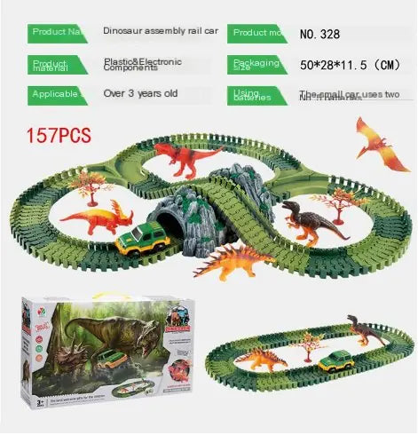 Dinosaur Electric Track Car Toy - DIY 3D Puzzle Set