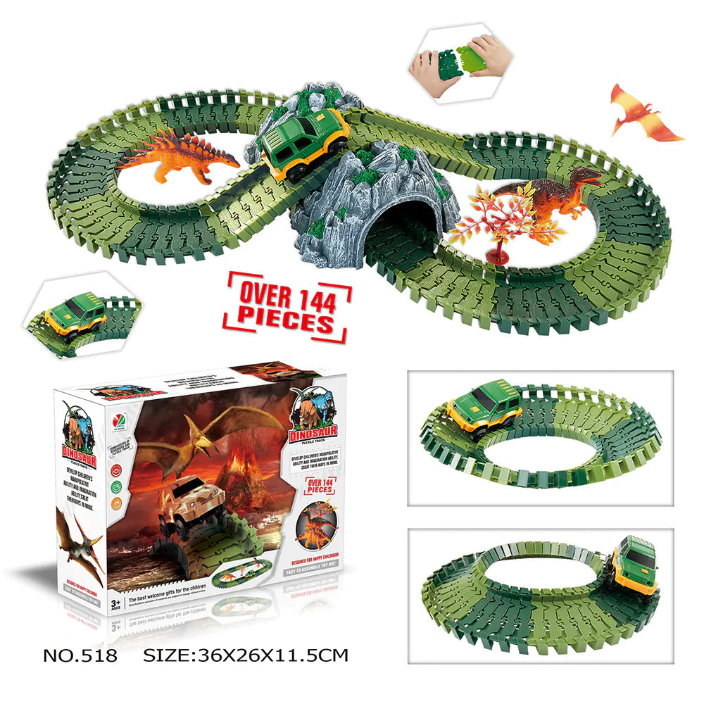 Dinosaur Electric Track Car Toy - DIY 3D Puzzle Set