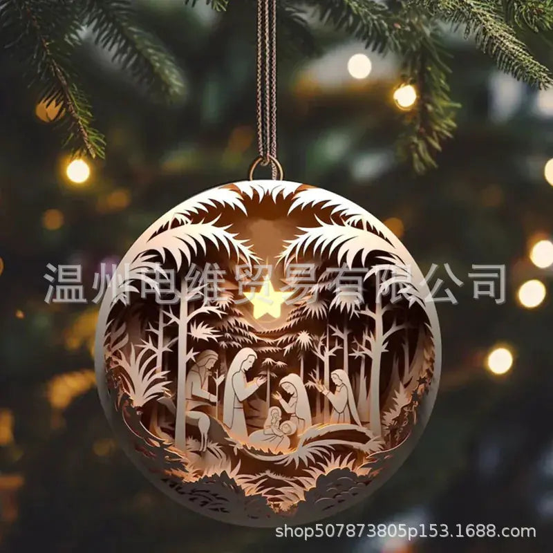 3D Acrylic Nativity Christmas Ornament for Home Decor