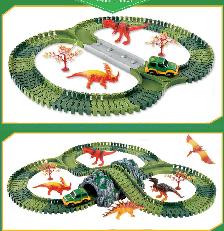 Dinosaur Electric Track Car Toy - DIY 3D Puzzle Set