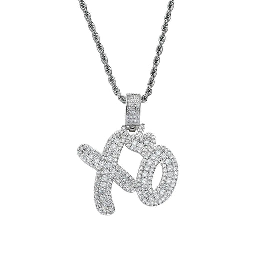 Hip Hop Jewelry Copper XO Pendant with Zircon Necklace