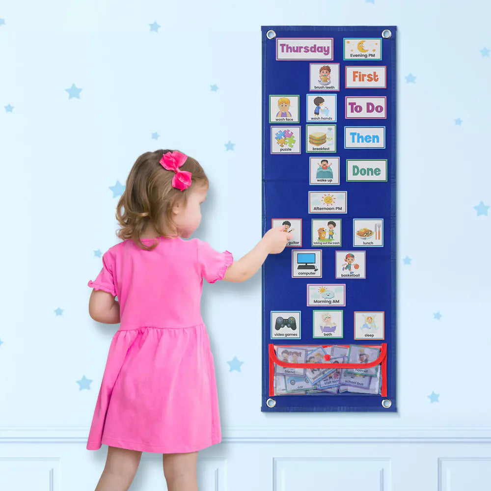 Foldable Double-Sided Kids Visual Schedule for Daily Use
