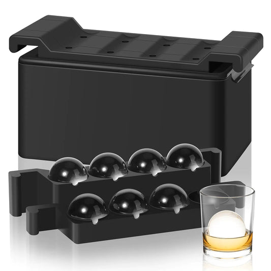 Morfone Clear Ice Cube Maker 8 Large Ball Ice Cube Molds for Whiskey Cocktails Bourbon 2 Inch Crystal Round Silicone Ice Cube Tray Idea Gift for Men Father Boyfriend