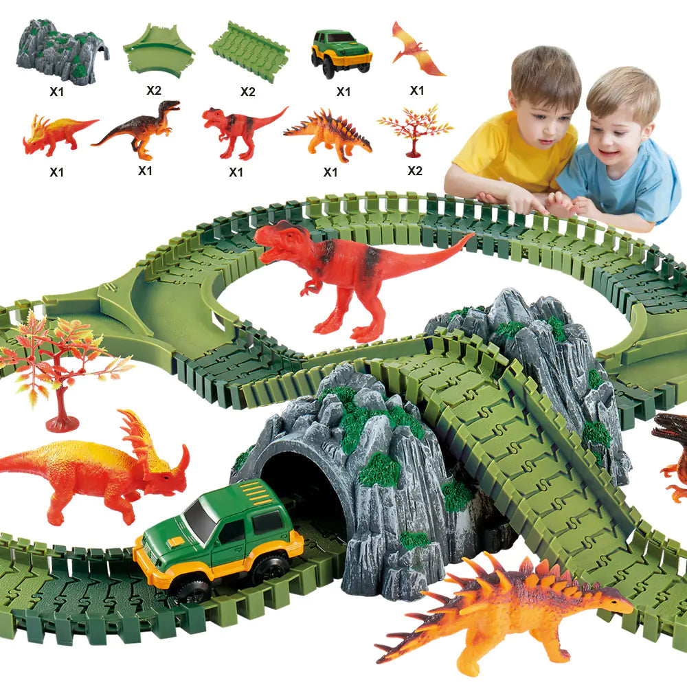 Dinosaur Electric Track Car Toy - DIY 3D Puzzle Set