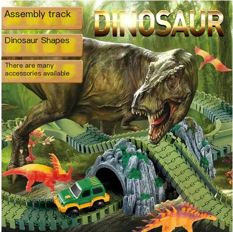 Dinosaur Electric Track Car Toy - DIY 3D Puzzle Set
