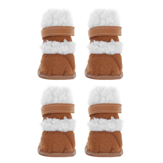POPETPOP Dog Booties for Winter: Small Dog Shoes Dog Snow Boots Witner Pet Boots Dog Cotton Shoes Puppy Boots Paw Protectors for Outdoor Walking 2 Pairs