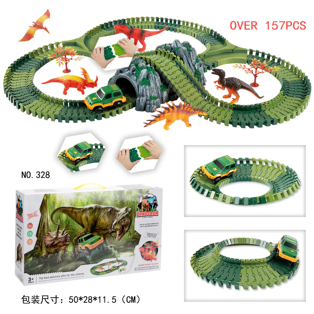 Dinosaur Electric Track Car Toy - DIY 3D Puzzle Set
