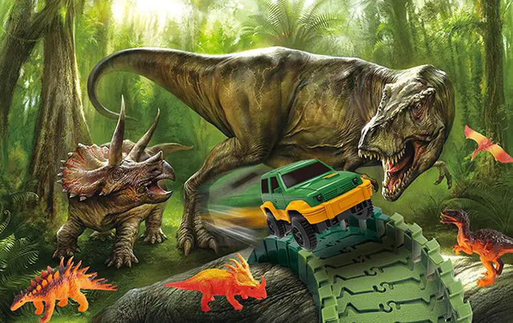 Dinosaur Electric Track Car Toy - DIY 3D Puzzle Set