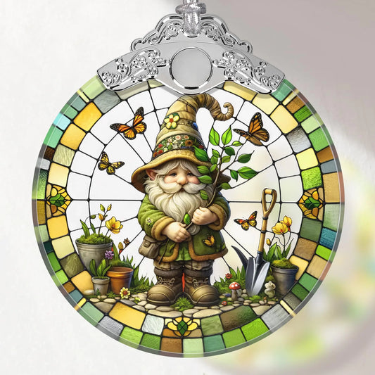 Gnome Stained Glass Ornament