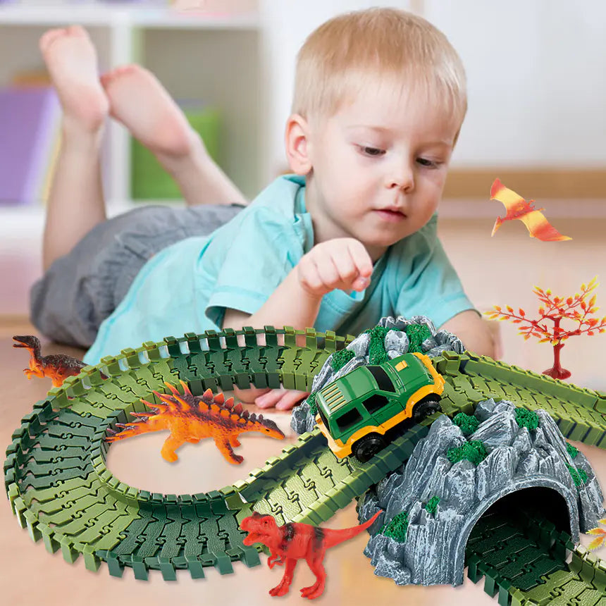 Dinosaur Electric Track Car Toy - DIY 3D Puzzle Set