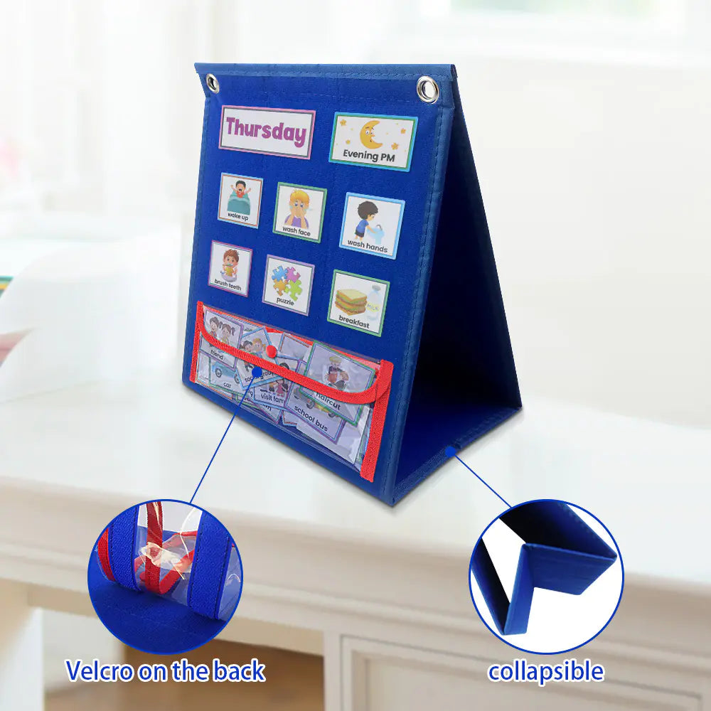 Foldable Double-Sided Kids Visual Schedule for Daily Use