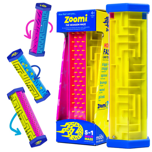 Mobi Zoomi Hexagon Maze Puzzle Game - 3D Hexagon Maze Gravity Ball Games Brain Teaser Puzzles Marble Maze Fidget Toy Brain Games Road Trip Essentials - for Ages 4+