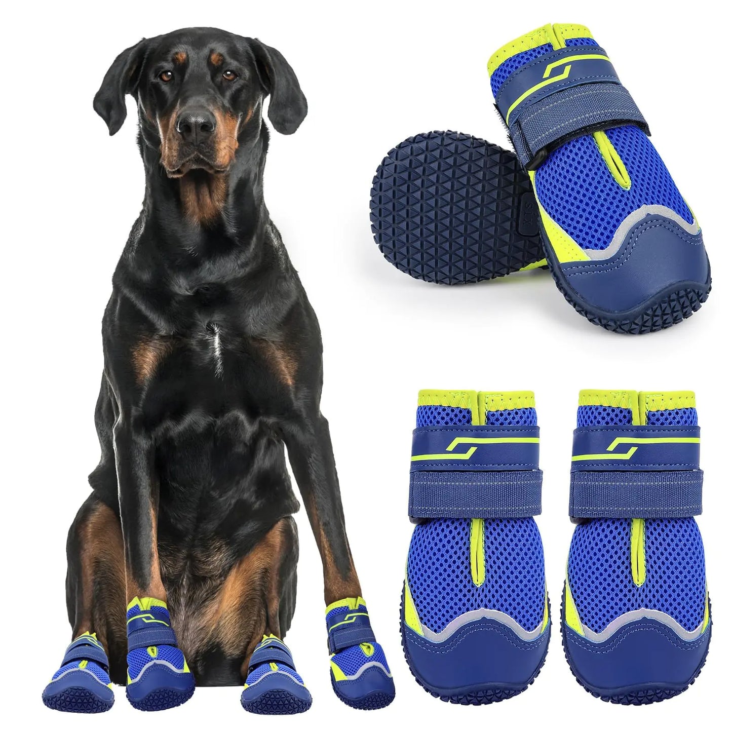 Illumifun Dog Shoes - 4 Pack Waterproof Anti-Slip Dog Boots Breathable Reflective Dog Booties Winter Outdoor Dog Paw Protectors (#0)