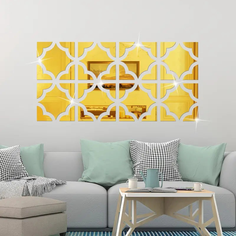 4pcs Shatterproof Acrylic Mirror Decorative Stickers